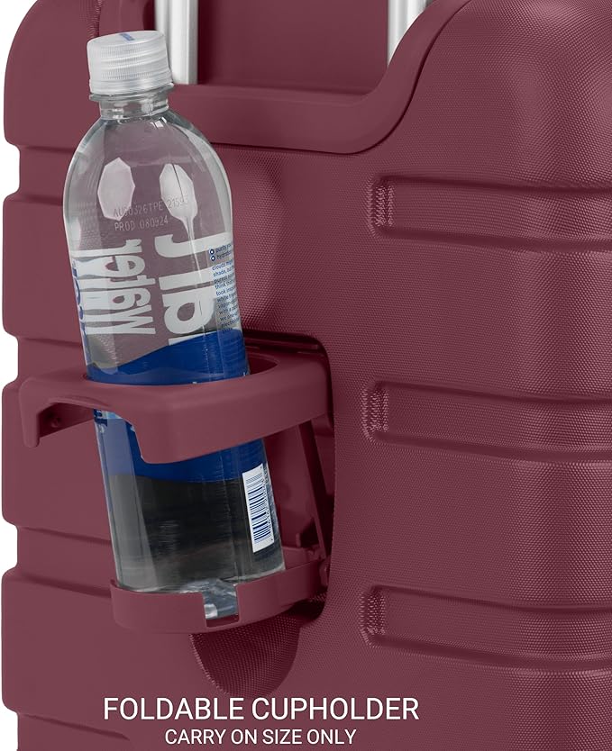 SwissGear 7366 Signature Hardside Expandable Luggage with Spinner Wheels, TSA Lock, Cup-Holder, Merlot, Carry-On 19-Inch