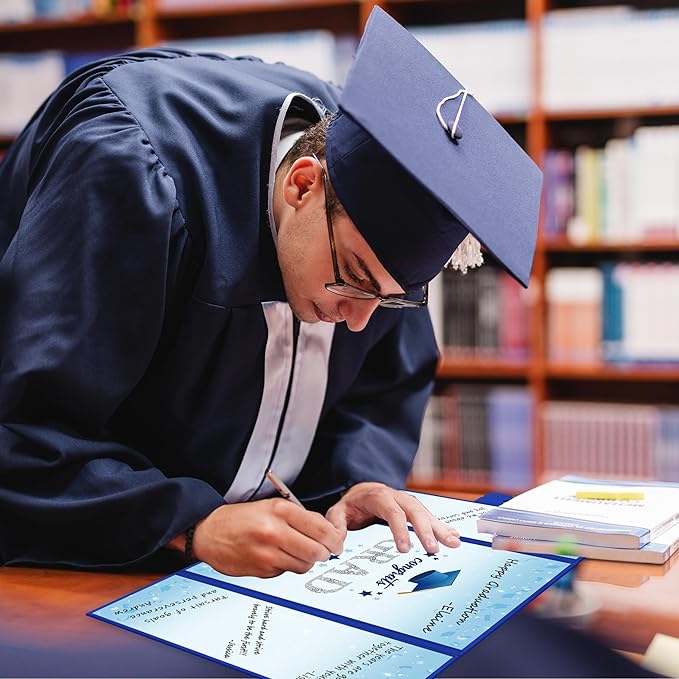Vlipoeasn 2026 Graduation Guest Book Alternative, Blue Silver Class of 2026 Graduation Party Decorations, Graduation Signature Book for 2026 College High School, Unique Graduation Gifts for Friends