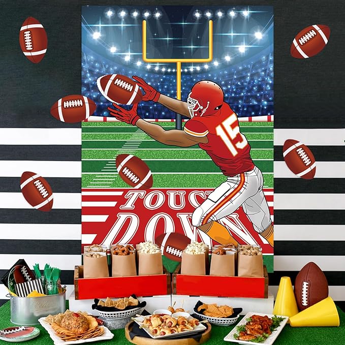 Football Party Games for Kids Pin The Football Goalpost Game Post with 24 Stickers Large Party Game Sticker for Classroom School Family Sports Theme Event Decorations Supplies
