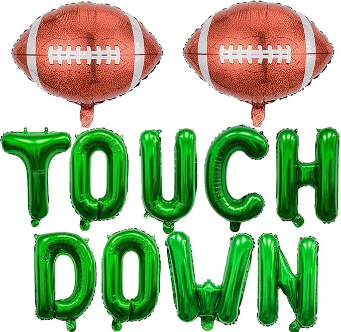 Football Balloons Green Touchdown Letter Balloons Football Birthday Party Balloons for Football Birthday Party Decoration Sports Ballons Arch Kits Party Balloon Sets-11 PCS