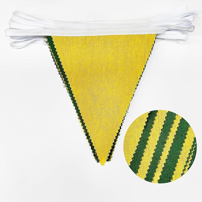 46Ft Yellow Green Party Decorations Yellow Green Burlap Banner Triangle Pennant Flag Linen Garland Streamers for Master Golf Birthday Baby Shower Rustic Spring Wedding Jungle Golf Party Decorations