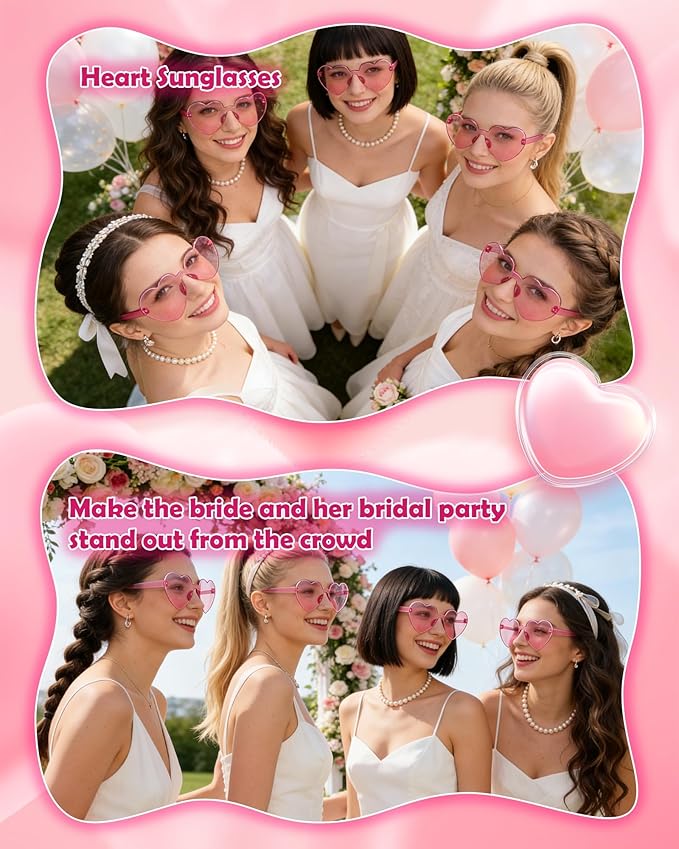 2 Pairs Heart Sunglasses for Women Heart Shaped Sunglasses Bulk Pink Heart Glasses for Party Favor(pink)