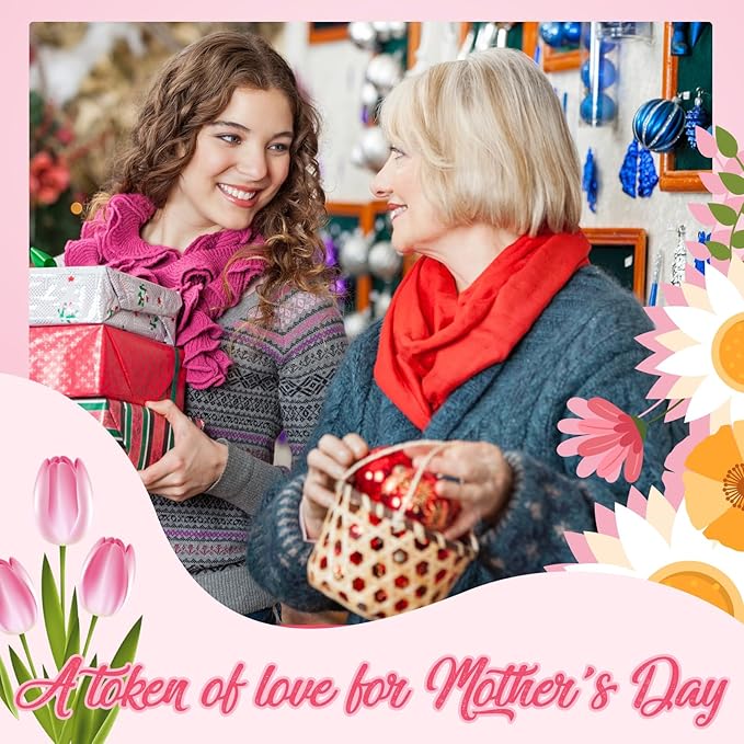 Honoson 6 Pcs Mothers Day Decorations We Love Mom Heart LED Lights up Sign Table Decoration for Mom Birthday Gifts Mothers Day Party Decoration