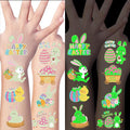 150 PCS Luminous Easter Tattoos, 25 Styles Glow Easter Stickers for Easter Basket Stuffers, Waterproof Easter Temporary Tattoos with Bunny Egg Chick for Easter Basket Filler Party Favors
