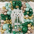 Christmas Balloon Arch Kit Green and Gold Balloon Garland Emerald Forest Hunter Dark Green Sage Champagne Gold Metallic Party Balloon for Xmas Ugly Sweater Friendsmas Holiday Party Decoration
