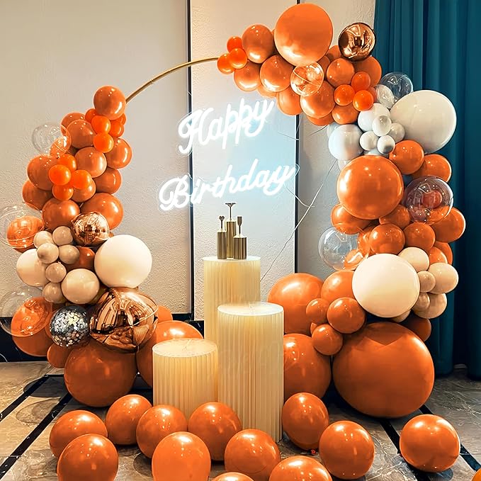 Fall Balloon Arch Kit, 160Pcs Orange White Metallic Copper Boho Thanksgiving Balloons Garland for Autumn Birthday Baby Shower Party Decorations