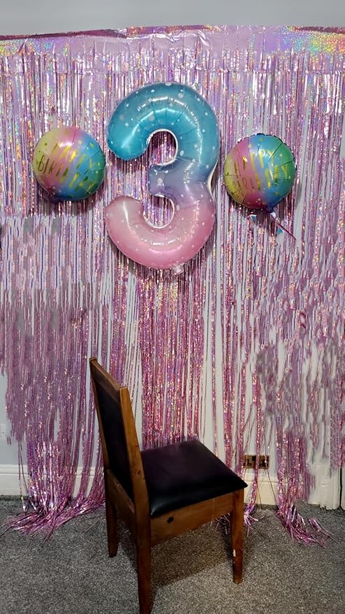 Numbers Balloon 3, 40 Inch Large Pink Purple Blue Balloon for Three Year Old Birthday Decor, 3 13 30 31 Birthday Party Decorations for Wedding Supplies
