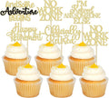 Gyufise 30Pcs Happy Retirement Cupcake Toppers Officially Retired Cupcake Picks No Work Zone Adventure Begins Cake Decorations for Retirement Theme Farewell Birthday Party Supplies Gold