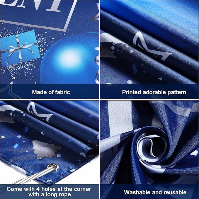 Blulu Retirement Party Decorations, Extra Large Fabric Retire Sign Banner Photo Booth Backdrop Background with Rope for Retirement Party Favor(72.8 x 43.3 Inches,Blue and Silver)