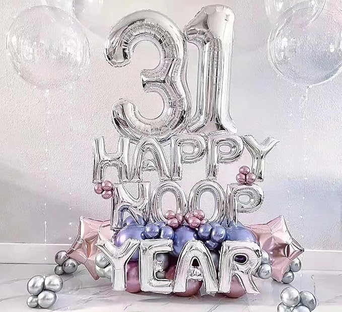 40 Inch Large Silver Number 3 Letter Balloon, Alphabet Letter Mylar Foil Helium Big Number Balloons for Birthday Anniversary Party Graduations Festival Decorations