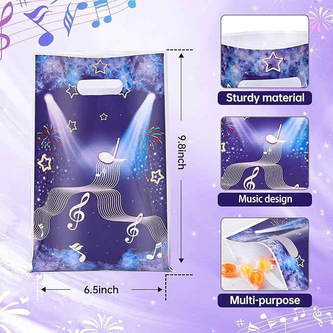 30 Pcs Music Hunter Goodie Bags Party Favor Bags with Handles for Birthday Party Theme Candy Bag Treat Bags Cookie bag