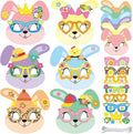 WorldBazaar Easter Bunny Mask Crafts 24 Packs DIY Paper Spring Bunny Mask with Stickers Classroom Family Activities Spring Crafts Easter Party Supplies
