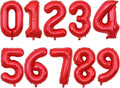 2 Set 20 Pcs Number Balloons 16 Inch Red 0-9 Number Mylar Foil Balloons Red Custom Digital Balloons for Birthday Party Engagement Graduations Anniversary Baby Shower Decor Party Supplies