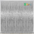 Silver Tinsel Fringe Backdrop Curtains for Parties, Melsan 3.2 x 8 ft Foil Streamer Disco Party Decorations Photo Booth for Birthday, Engagement, Pack of 2