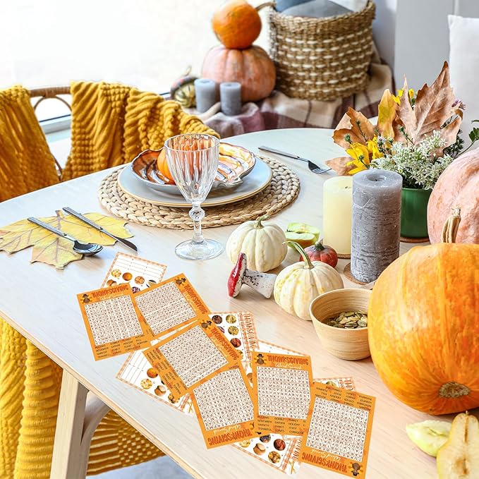 COCHIE 30 Players Thanksgiving Games for Family Party Adults Office Large Groups, Word Search Games, Food Quiz Game, Fall Classroom Activities with Answer Key (Thanksgiving B)