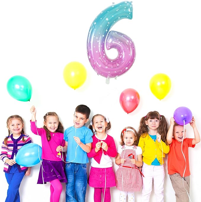 Number 6 Balloon, 6th Birthday Foil Balloons, Large number balloons 40 inch