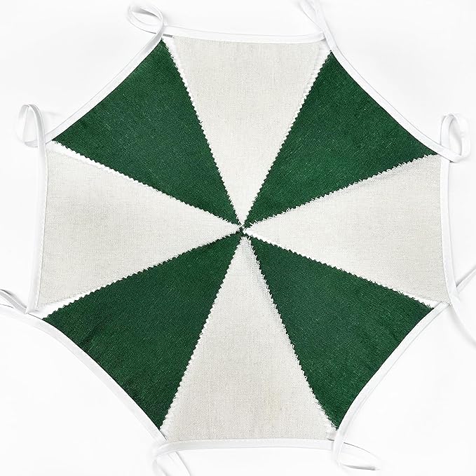 46Ft Green White Party Decorations Dark Green White Burlap Banner Triangle Pennant Flag Linen Garland Streamers for Master Golf Birthday Baby Shower Rustic Camping Jungle Golf Party Decorations