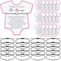 Henoyso 25 Sets Baby Shower Bracelets Adjustable Wish Bracelets Card Heart Charm Baby Shower Party Favor for Guest Gender Reveal Gifts(Pink)