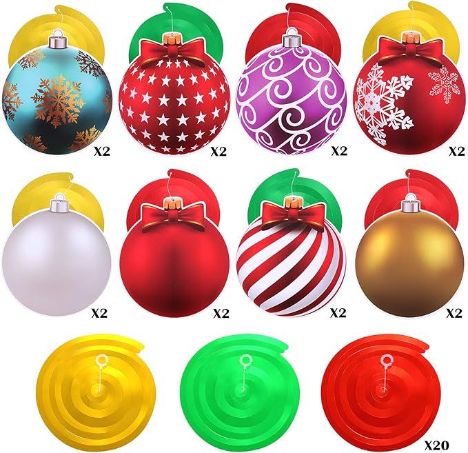 Skylety 36 Pcs Christmas Hanging Foil Swirl Decorations Party Ceiling Foil Swirl Decorations Christmas Ball Sign Snowflake for Ceiling Indoor Outdoor Holiday Party Supplies(Delicate Style)