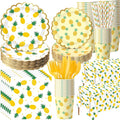 Ceenna 452 Pcs Pineapple Party Supplies for 50, Summer Fruit Paper Plates Napkins Cups Tablecloth Cutlery Straw Yellow Disposable Tableware for Birthday Bridal Baby Shower Wedding Party Decoration