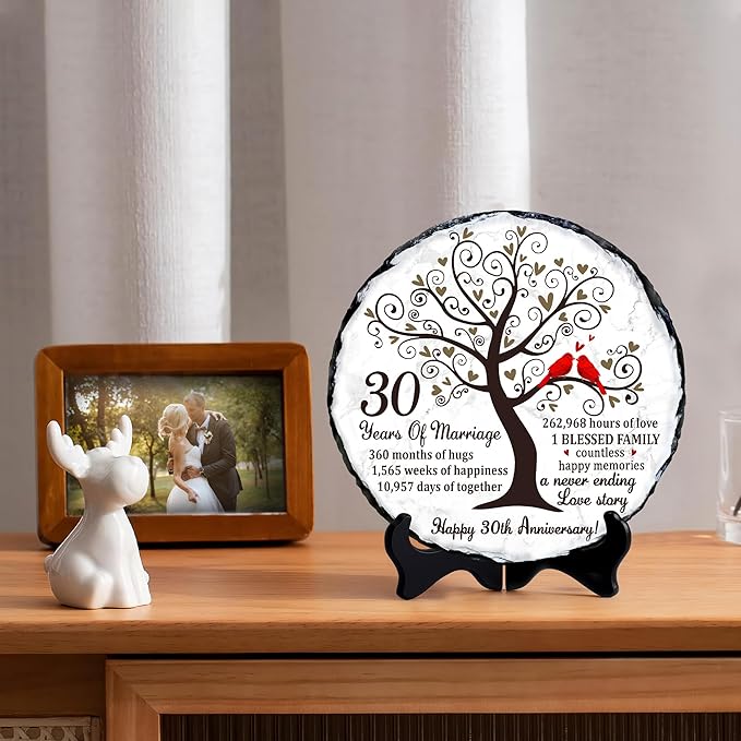 Pearl Couple Slate Plate – 30th Anniversary Wedding Gifts for Parents & Couples – Unique 30th Wedding Gift Ideas – 30 Years of Marriage Decoration, Plaque, Keepsake (Pearl Anniversary)