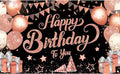 KatchOn, XtraLarge Rose Gold Happy Birthday Banner - 72x44 Inch | Black and Rose Gold Happy Birthday Decorations for Women | Rose Gold Party Decorations, Bday Backdrop for Girls