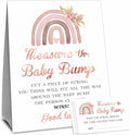 Boho Rainbow Baby Shower Measure The Baby Bump, Measure Mommy's Belly Game Set-1 Self-Standing Sign And 50 Tickets - Gender Reveal, Baby Shower, Baby Announcement Activity & Party Favor Supplies - A04