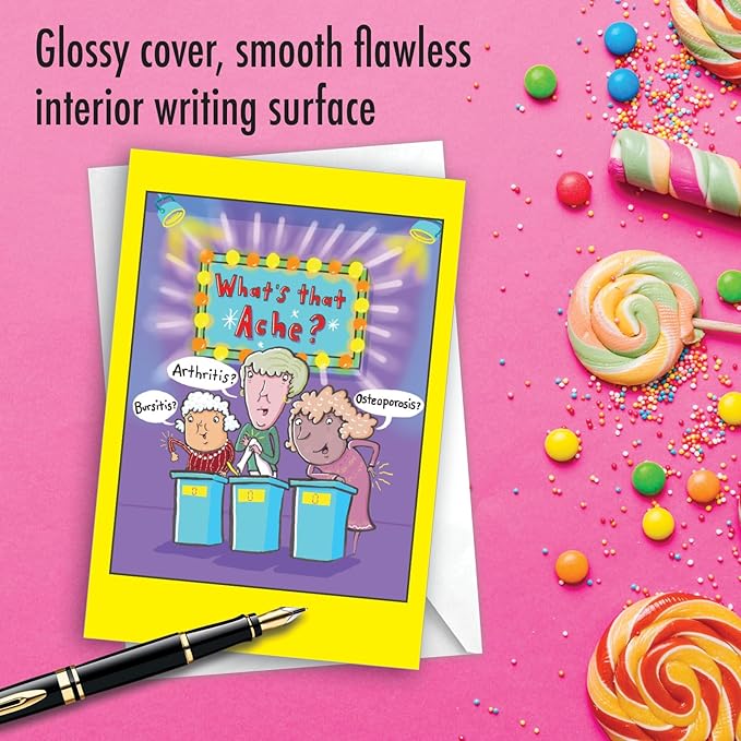 NobleWorks, Funny Birthday Paper Card with 5 x 7 Inch Envelope (1 Card) Bday Ache Game C10863BDG