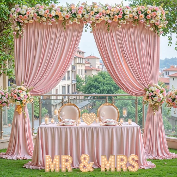 Rose Backdrop Curtains-Wrinkle-Free Polyester Photography Drapes Party Curtain Background for Baby Shower Wedding Decorations- 8 X10FT
