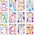 24 Sheets Unicorn Stickers Make a Face Stickers for Kids DIY Unicorn Sticker Sheet for Girls Children Unicorn Birthday Party Favors Exchange Gifts