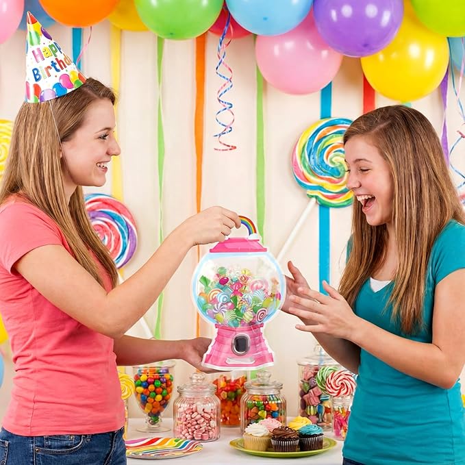 ReliThick 50 Pcs Candyland Goodie Bags with Handles, Sealed Plastic Bubble Gum Machine Treat Candy Bags Bulk Bubble Gum Gift Pouch for Candy Party Favors Snack Birthday Supplies Decorations