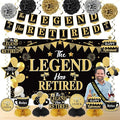 Retirement Party Decorations for Men Black Gold Happy Retirement Party Supplies Kit The Legend Has Retired Banner Backdrop Sash Table Centerpieces Hanging Swirls Pompoms 20PCS