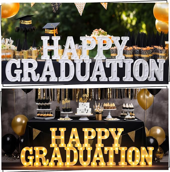 Honoson 15 Pcs 2026 Graduation Party Decoration Happy Graduation Lights up Signs Neon Table Sign Decor for Grad Party Home Class School Supplies