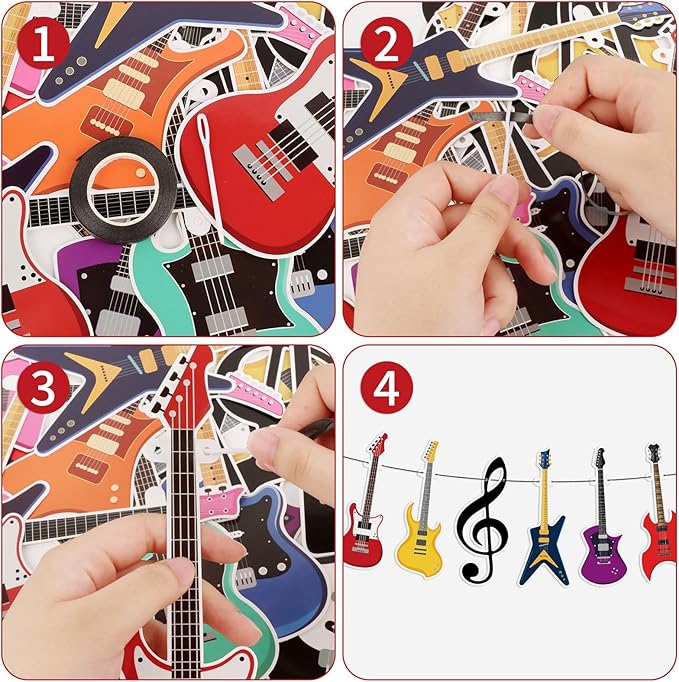 Hooqict Guitar Birthday Party Banner Music Themed Party Decorations Banner Garland Sign for Rock and Roll Guitar Birthday Decorations Supplies
