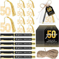 Spakon 25 Set 50th Birthday Party Favor for Guest Anniversary Party Favor Golden Birthday Bookmark Thanks for Coming Pen with Tag Appreciation Gifts for Women Men Wedding New Year