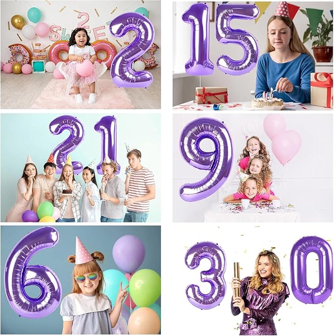 Purple Number Balloons, 40 Inch Purple Balloon 0.Birthday Decoration Children Girls Boys