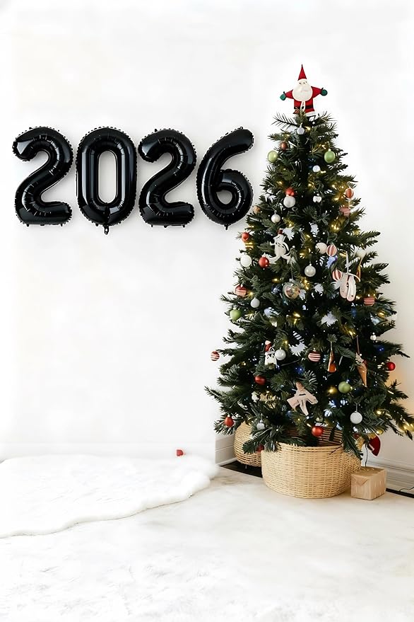 Black Number Balloons Party Decorations for 2026, 40 Inch Happy New Years Decorations 2026, Black Large 2026 Numbers for Graduation