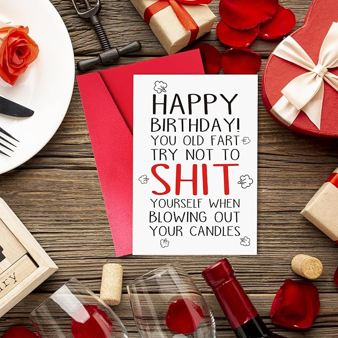 Funny Farting Birthday Card for Men Women, Rude Birthday Gift for 50th 60th 70th 80th Older, Happy Bday Decorations Card for Friend Grandpa Grandma Dad Mom