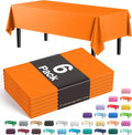 Exquisite Party Solids 6-Pack Premium Plastic Tablecloth 54in. x 108in. Rectangle Plastic Table Cover - Orange
