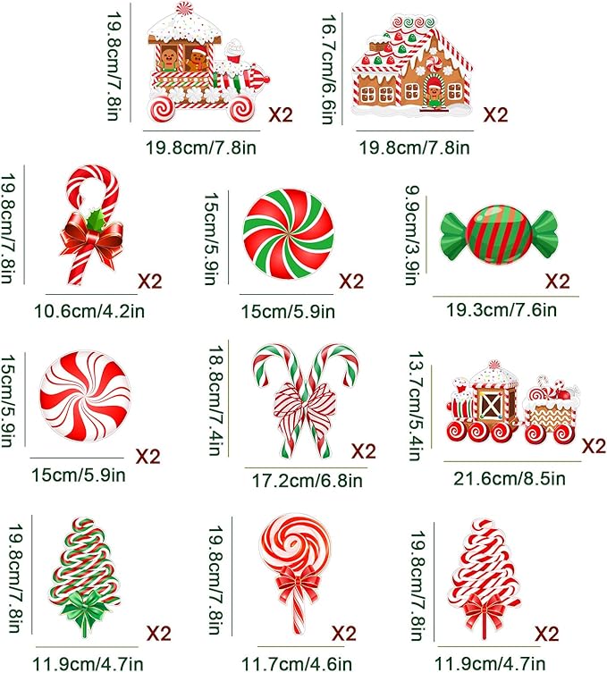 Faccito 30 Pcs Christmas Hanging Swirl Decoration Candy Theme Hanging Decorations Christmas Swirls Streamers Gingerbread House for Indoor Outdoor Xmas Winter Holiday Party Supplies