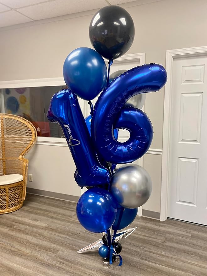 Night Blue Number 4 Balloon 40 Inch, 4 Balloon Number, 4th Birthday Decorations, Night Blue Party Supplies for Boys Girls