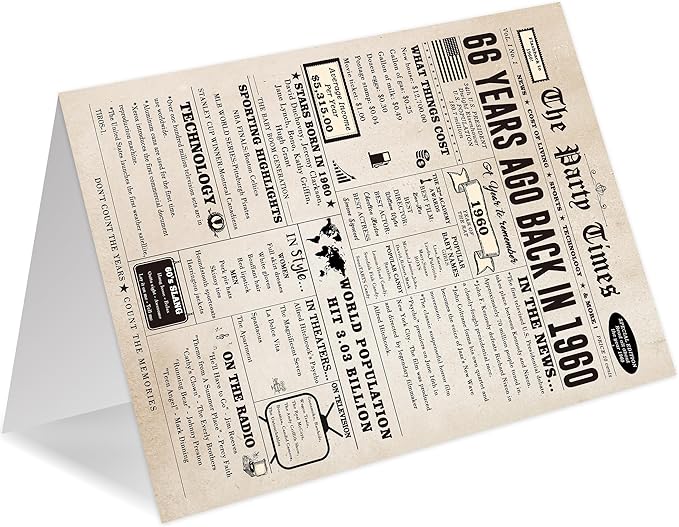 Ziwenhu Large 66th Birthday Card for Him Her,Funny 66th Birthday Decorations for Women Men, 66th Birthday Gifts for Husband Wife, Vintage Birthday Card for 66 Year Old Card