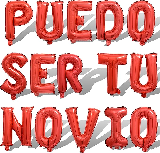 2 Set 30Pcs Red PUEDO SER TU NOVIO Letter Balloons 16in Balloon Foil Letter Decorations Party Decor Red Letter Balloons PUEDO SER TU NOVIO Party Supplies