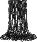 Black Beads Necklace, 15PCS Halloween Black Bead Stuff Accessories, 33" Mardi Gras Beads Necklace Costume, Festival Parade Throw for Halloween New Years Wedding Party Events Supplies Decorations