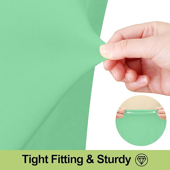 Smiry Spandex Tablecloth 2 Pack, Elastic Fitted Stretch Tablecloth for 8FT Rectangle Tables, Waterproof Washable Table Cover Skirt for Wedding, Banquet & Parties (Bright Green, 96Lx30Wx30H Inch)