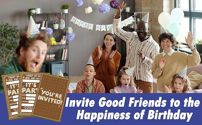 CLIRBE Games Birthday Party Invitations, Funny Birthday Invitations For Brother Bro Teen Boys Girls, 20 Invites Cards With 20 Envelopes, Party Supplies Favors -H09
