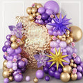 Purple Balloons Garland Arch Kit, Dark Purple Lavender Light Pastel Balloon Metallic Gold Balloons and Explosion Star Foil Balloons for Women Birthday Wedding Party Decorations Supplies