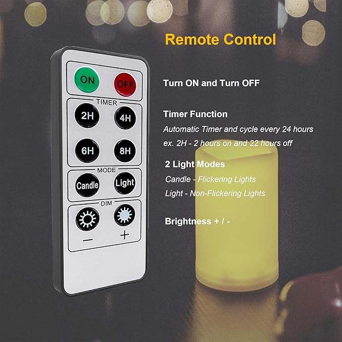 1 Pack Outdoor Flameless Pillar Candle with Remote and Timer Waterproof Battery Operated Electric LED Candle Set for Gift Home Décor Party Wedding Supplies Garden Christmas Decoration, 3” x 8”