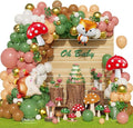 158Pcs Sage Green Pink Gold Woodland Balloon Garland Arch Kit,with Mushroom,Fox,Hedgehog Foil Balloons for Forest Fairy Wild Animal Theme Baby Shower Birthday Spring Garden Tea Party Decorations