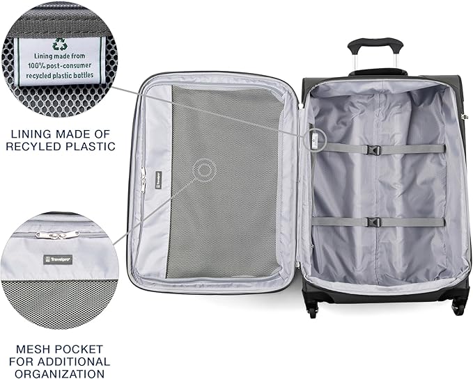 Travelpro Maxlite 5 Softside 2pc Set Expandable Carry On Luggage with 4 Spinner Wheels/Soft Underseat Tote, Lightweight Suitcase, Men and Women, Shadow Grey